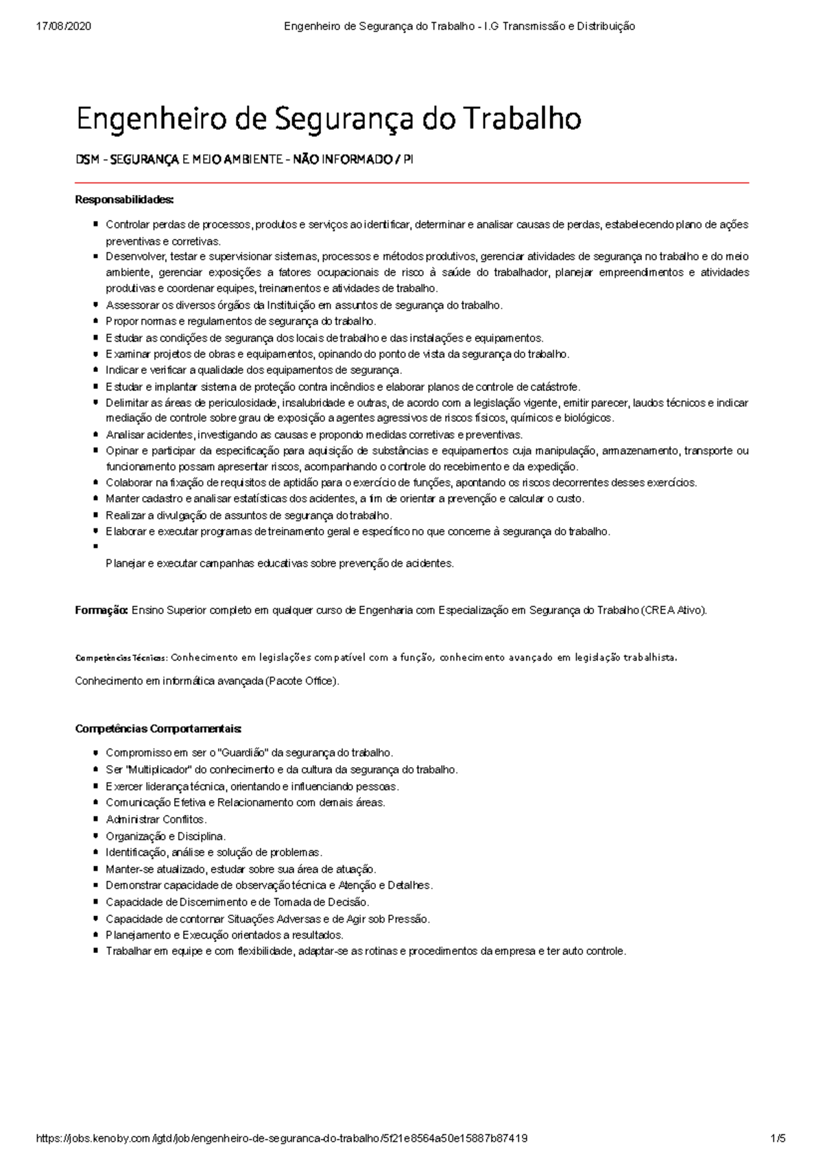Eng. Seg - Atribuições da IG-TD - Engenheiro de Segurança do Trabalho ...