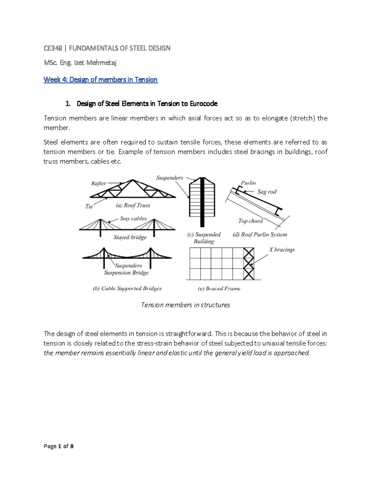 W03_Design of Steel Elements in Tension to Eurocode CE348