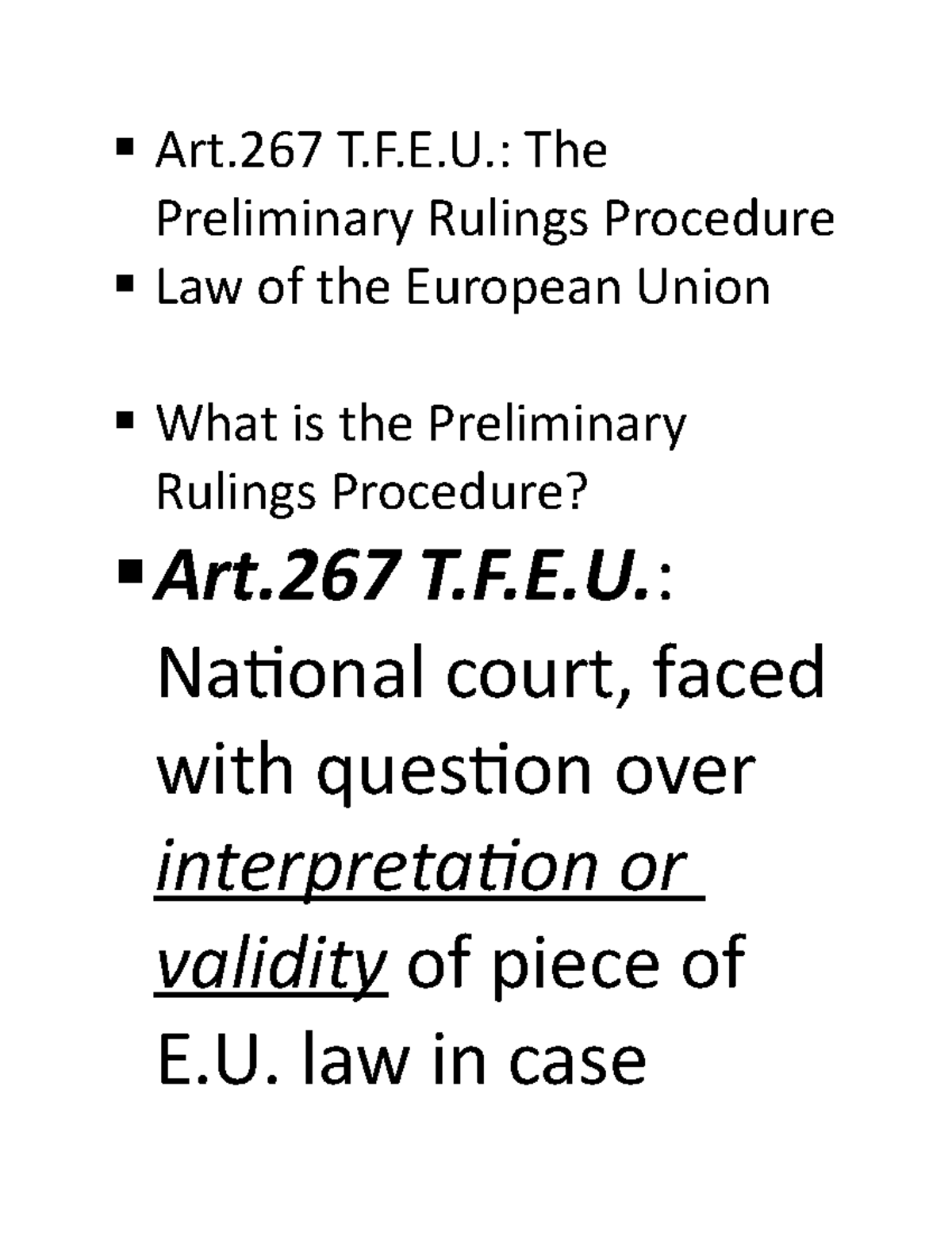 E.u preliminary ruling - Art T.F.E.: The Preliminary Rulings Procedure ...