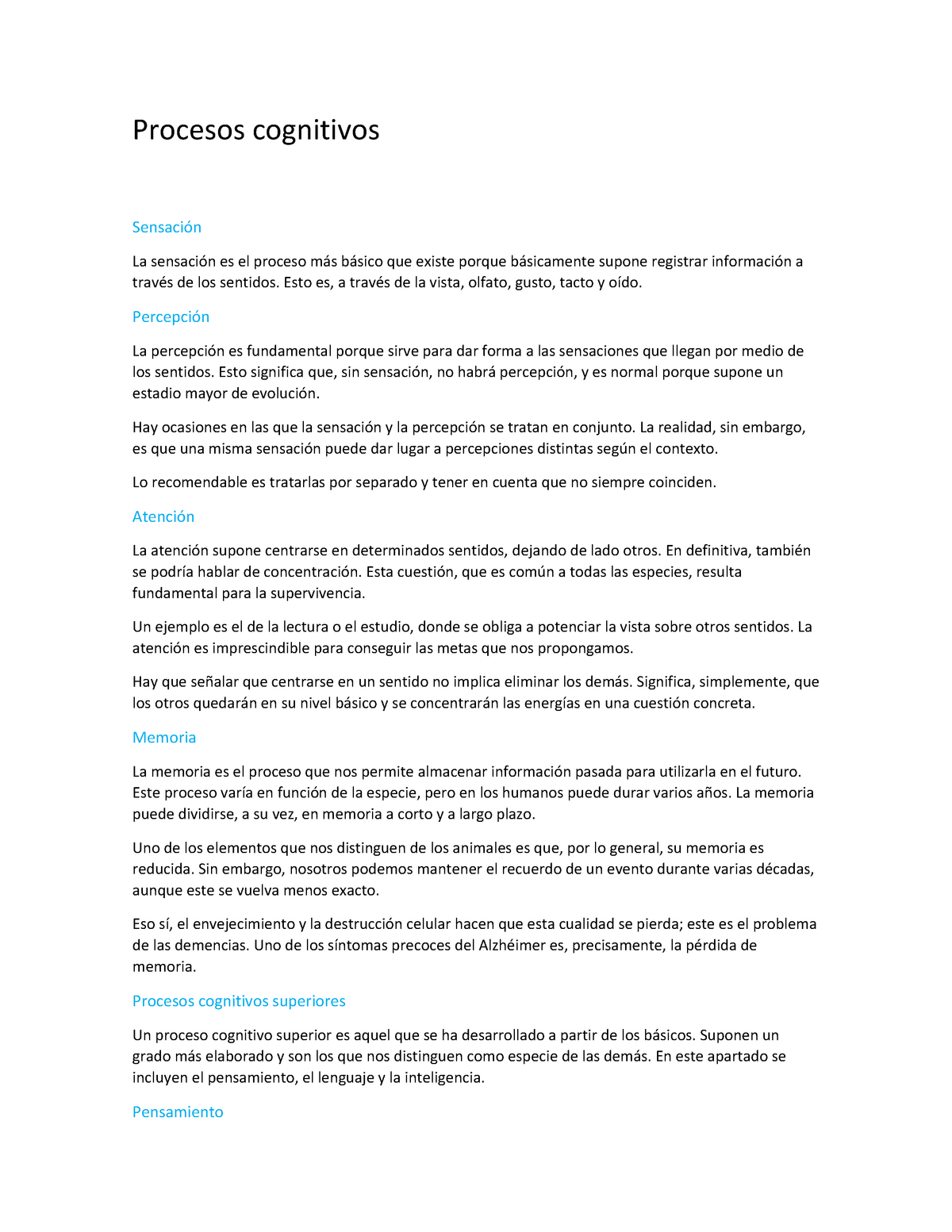 Procesos Cognitivos Con Ejemplos Procesos Cognitivos Sensación La Sensación Es El Proceso Más 8732