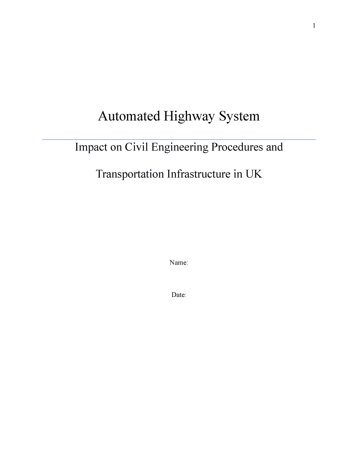 thesis proposal on highway engineering