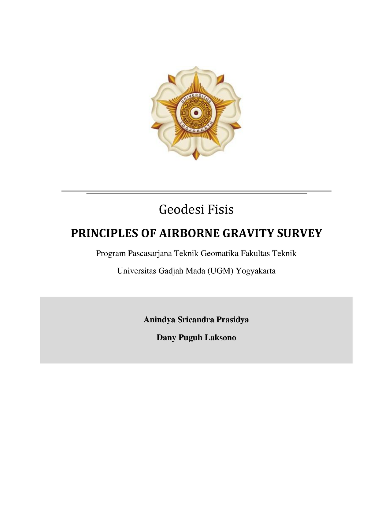 Airborne Gravity Survey - Geodesi Fisis PRINCIPLES OF AIRBORNE GRAVITY ...