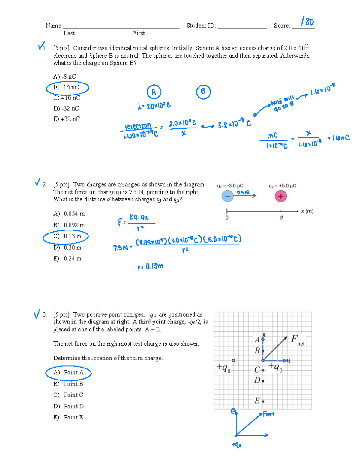 PHYS115 Practice Midterm 1 Version C Answers - Name ...