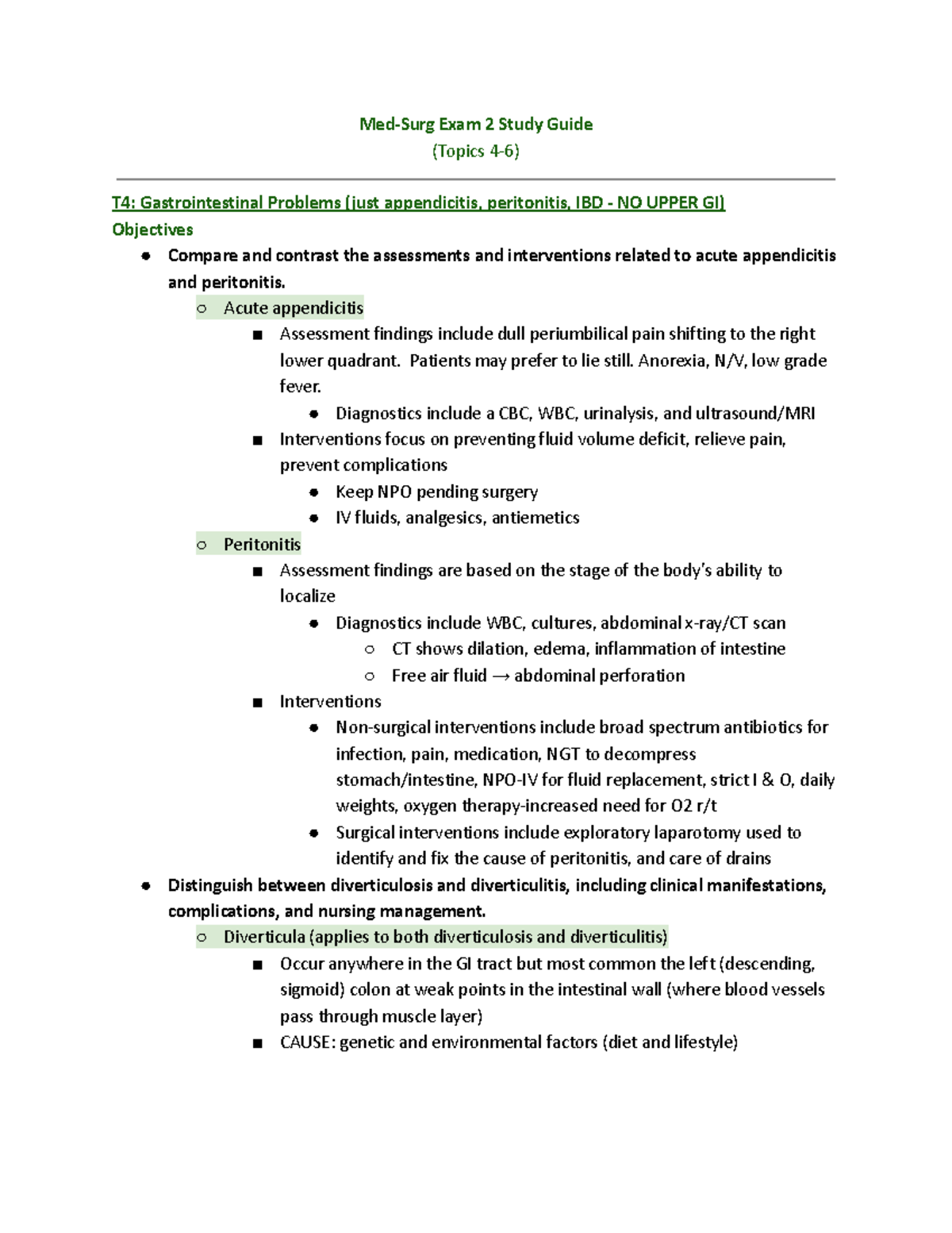 Med Surg 2 Exam 2 Study Guide - Med-Surg Exam 2 Study Guide (Topics 4-6 ...