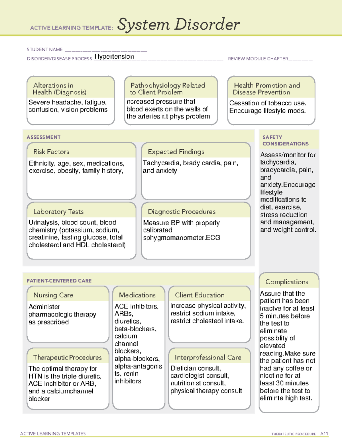 Hypertension - ACTIVE LEARNING TEMPLATES THERAPEUTIC PROCEDURE A System ...