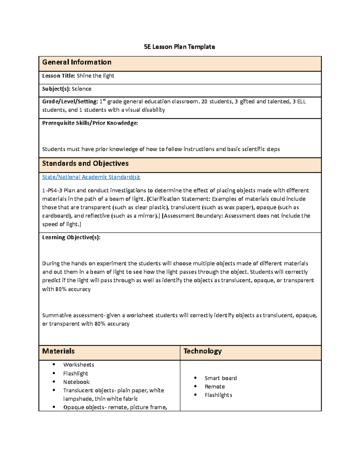 Regoord.Mac Kenna Task 1 C108 - 5E Lesson Plan Template General ...