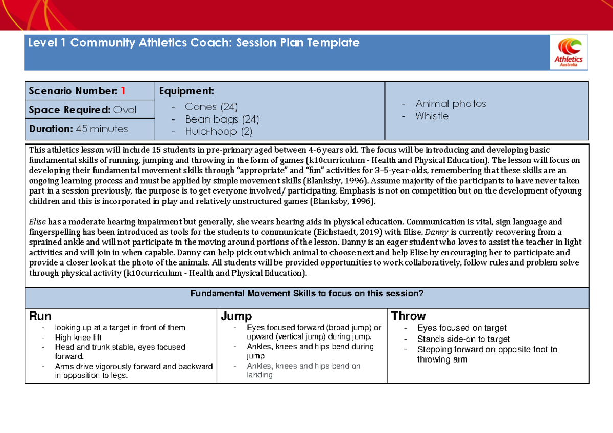 Athletic Session Plan Atheltics Scenario Number 1 Equipment   Thumb 1200 848 