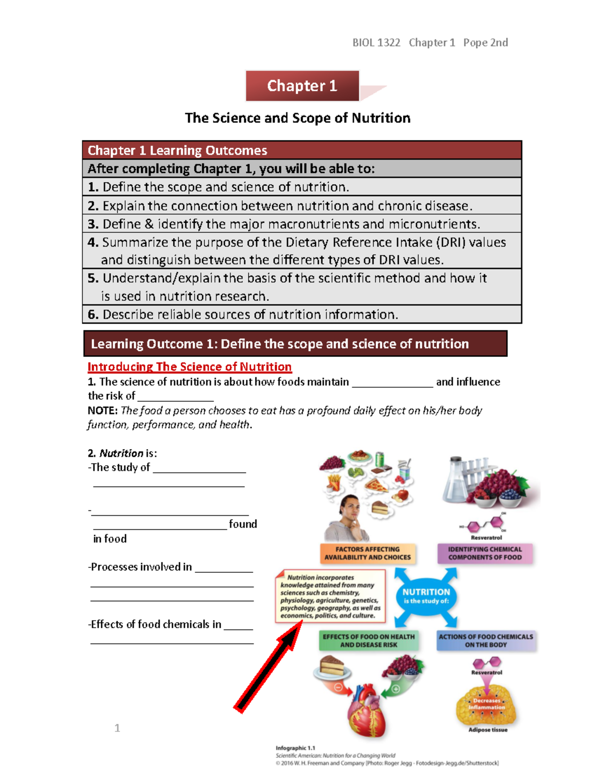 Nutrition-BIOL1322-Exam1 - BIOL 1322 Chapter 1 Pope 2nd The Science And ...