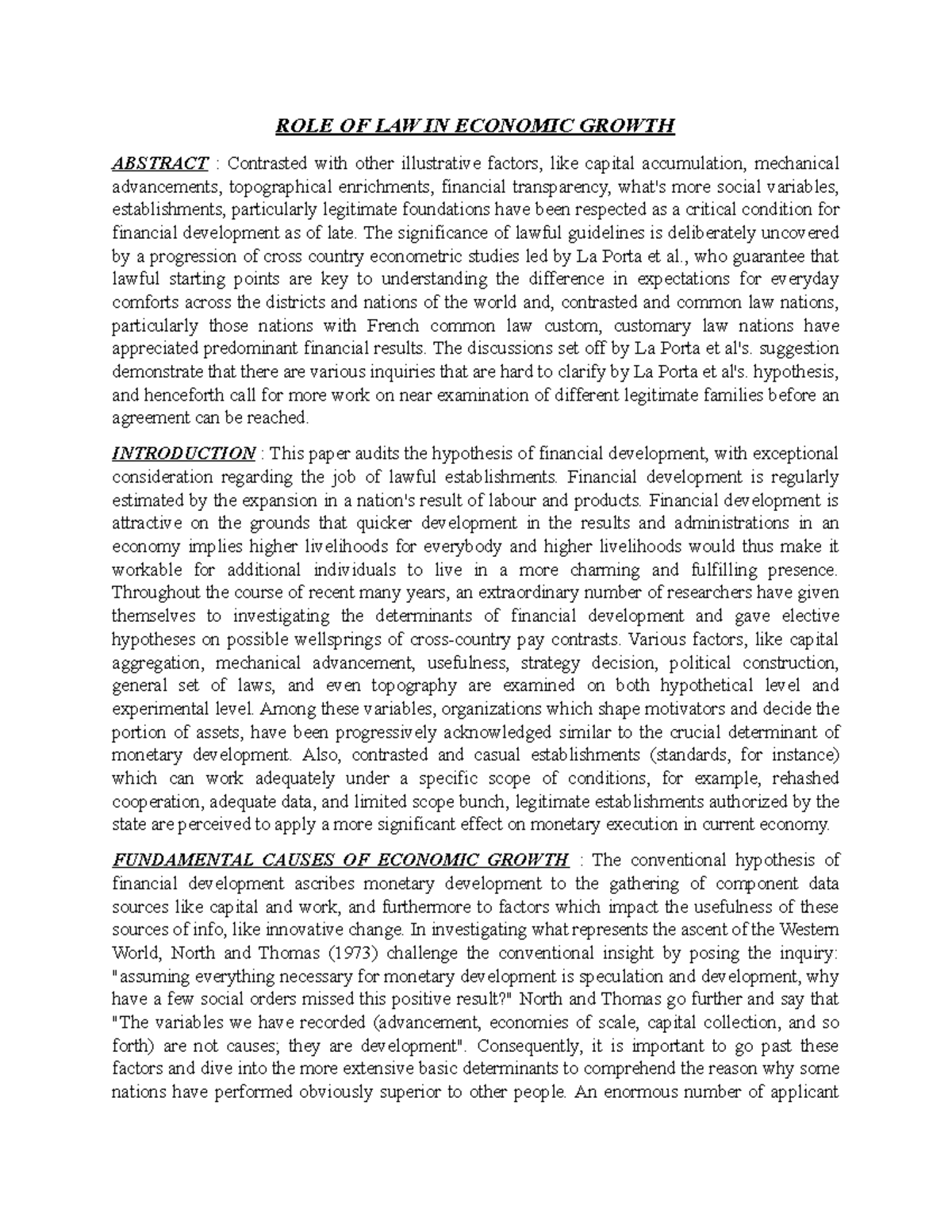 Role of law in economic growth - ROLE OF LAW IN ECONOMIC GROWTH ...