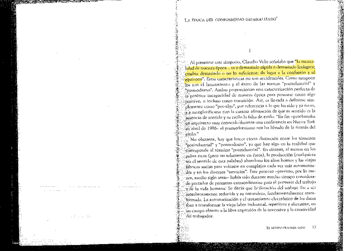 El Mundo Fragmentado conformismo apuntes - Lenguaje y comunicación ...