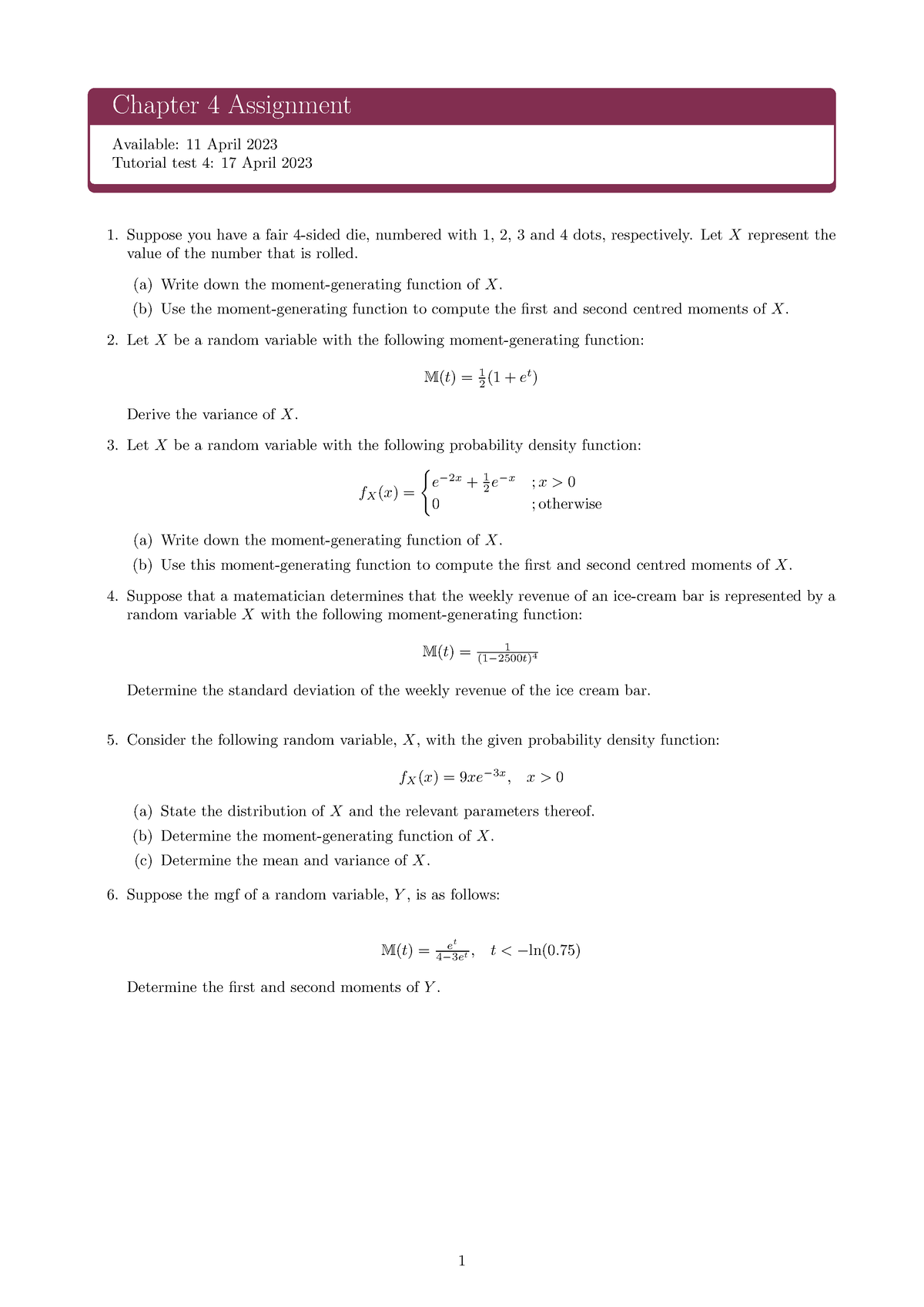 Assignment 4 - Notes - Chapter 4 Assignment Available: 11 April 2023 ...