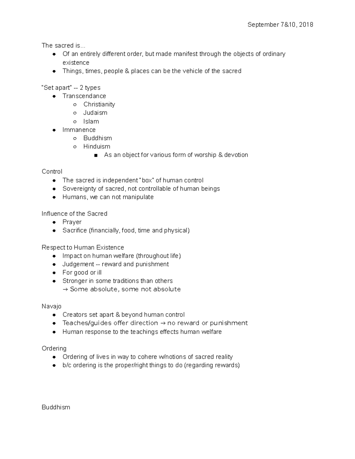 Chapter 2 In-class notes - September 2018 The sacred Of an entirely ...