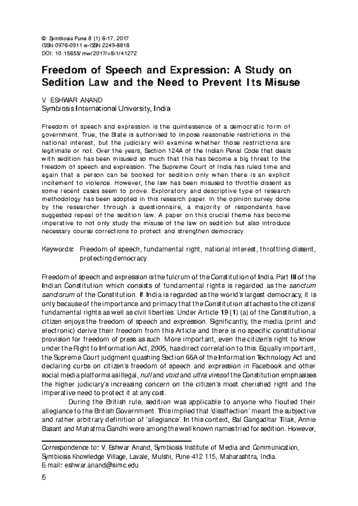 research paper on freedom of speech and expression