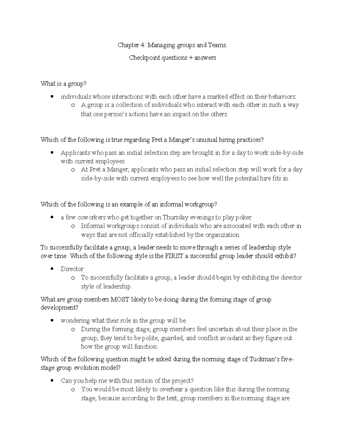 Chapter 4 checkpoint - Chapter 4: Managing groups and Teams. Checkpoint ...