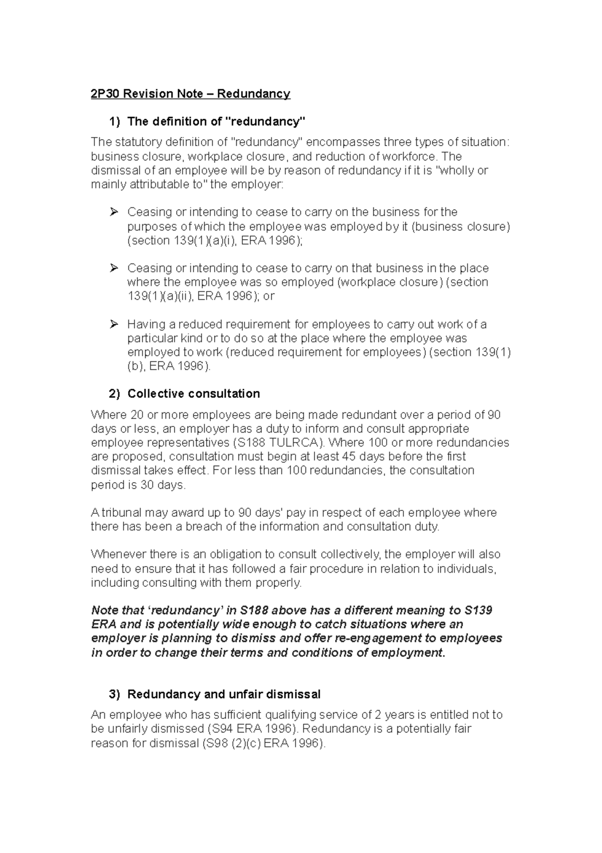 Revision: Redundancy - 2P30 Revision Note – Redundancy 1) The ...