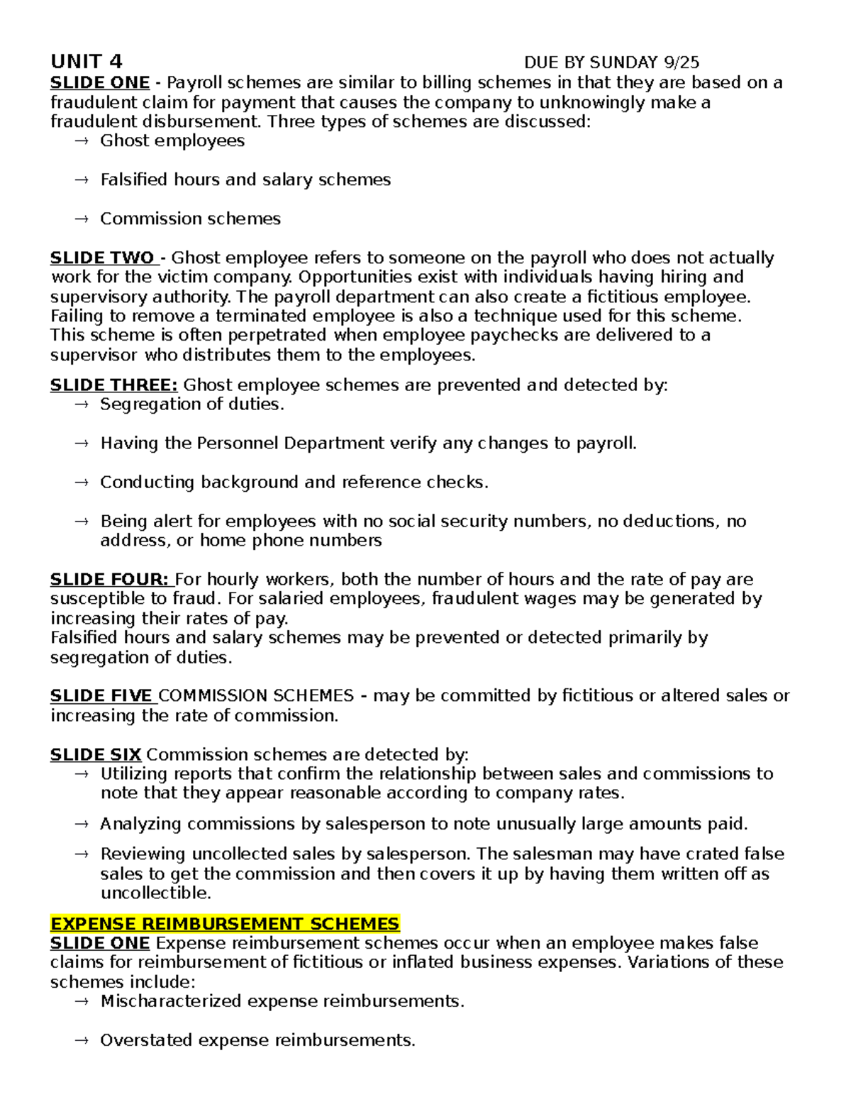 UNIT 4 Lecture B - UNIT 4 DUE BY SUNDAY 9/ SLIDE ONE - Payroll Schemes ...