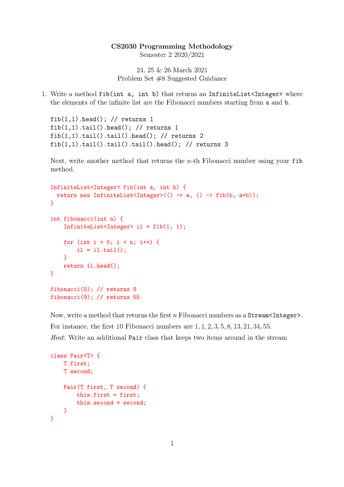 Recitation 08-guide - CS2030 Programming Methodology Semester 2 2020/ ...