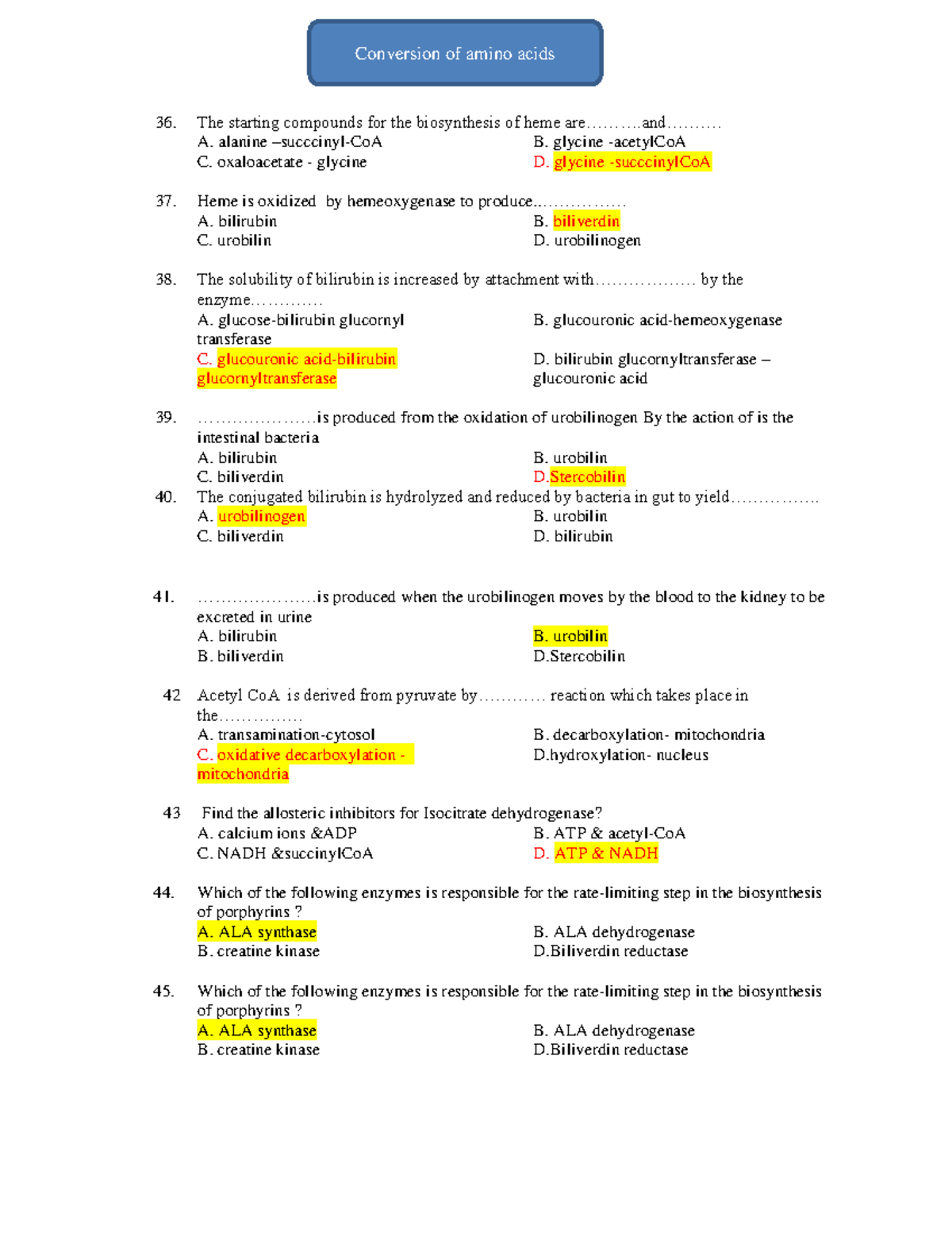 Conversion of amino acids - The starting compounds for the biosynthesis ...