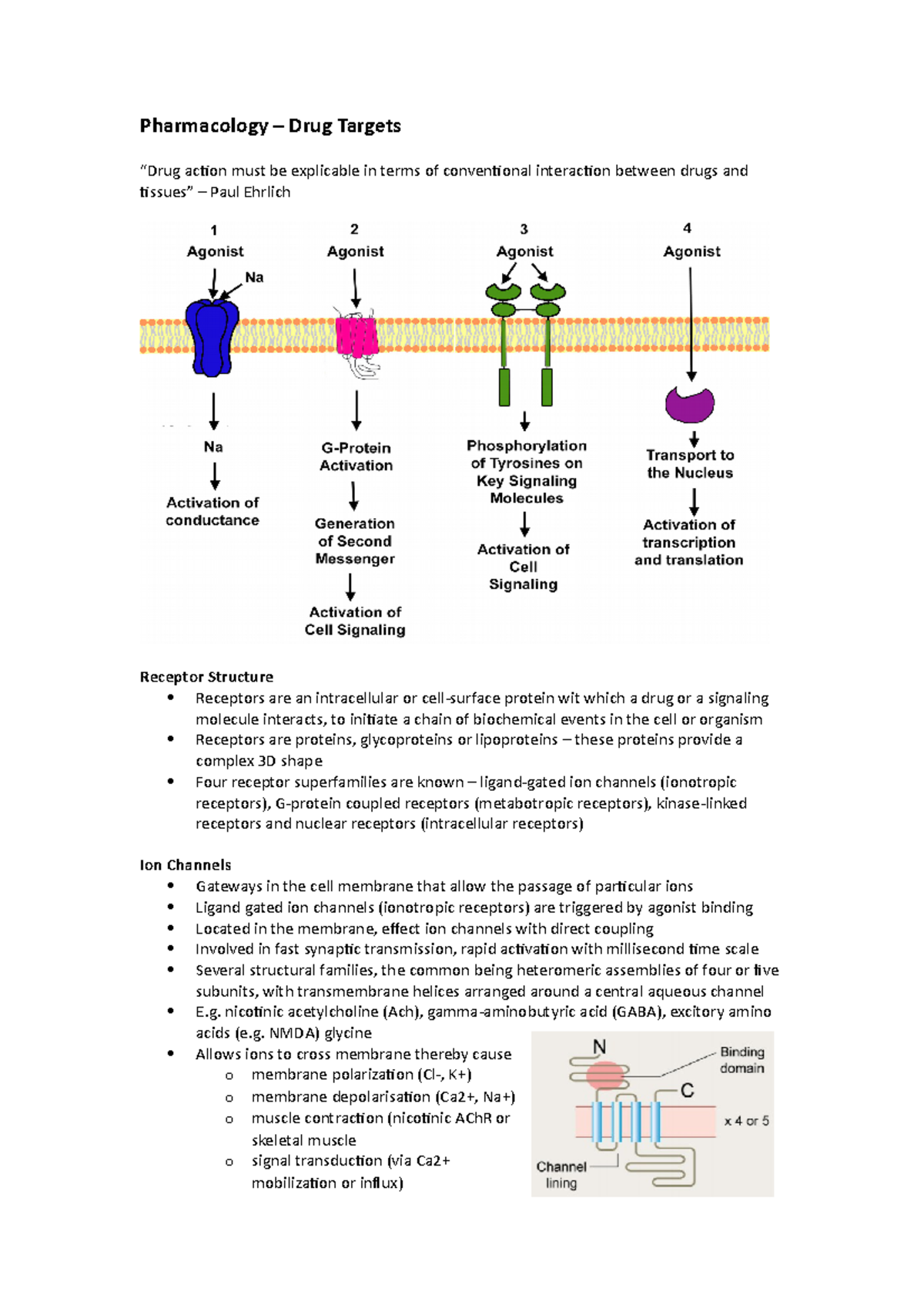Pharmacology Drug Targets - Pharmacology – Drug Targets “Drug action ...
