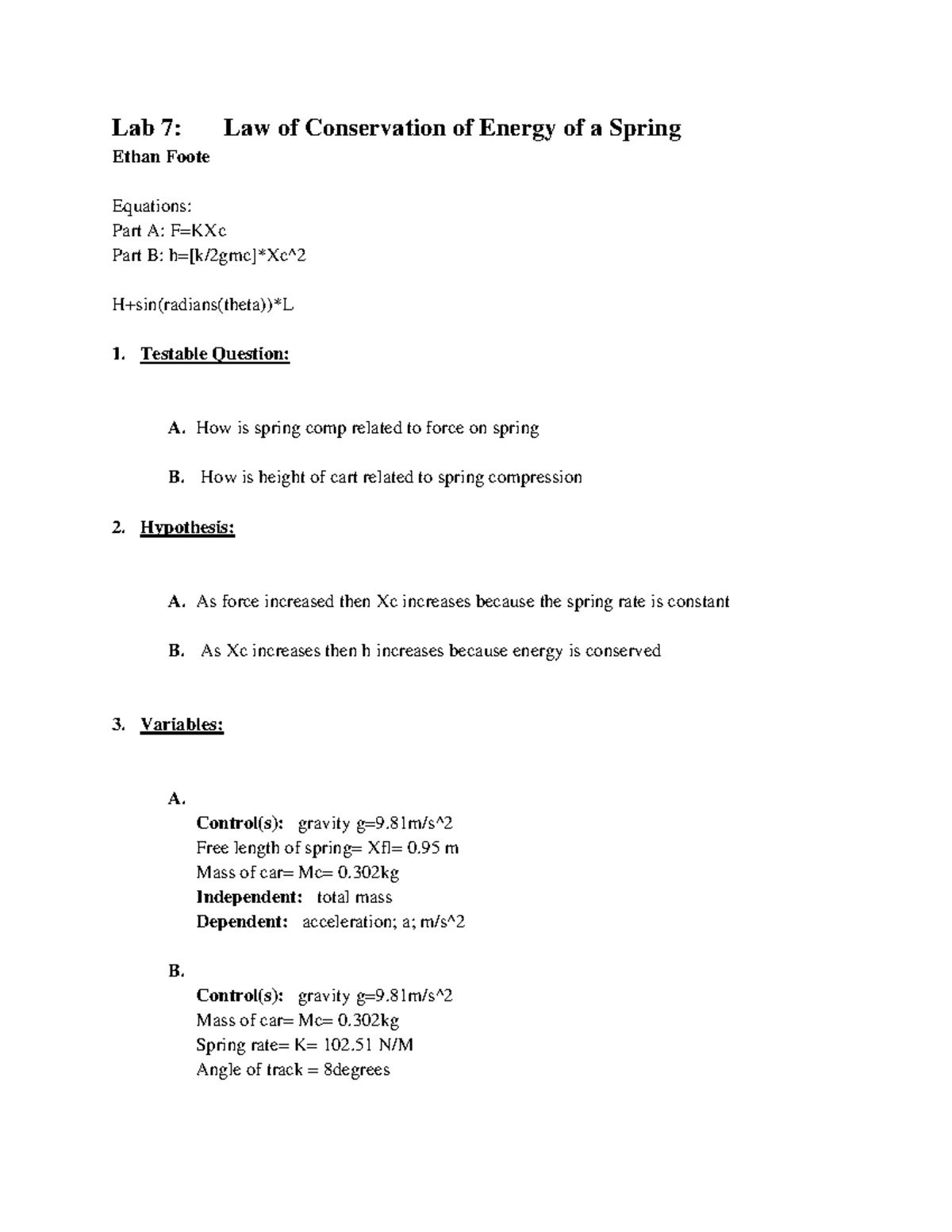 PHY111L Lab 7 Conservation of energy of a spring 3 - Lab 7 : Law of ...