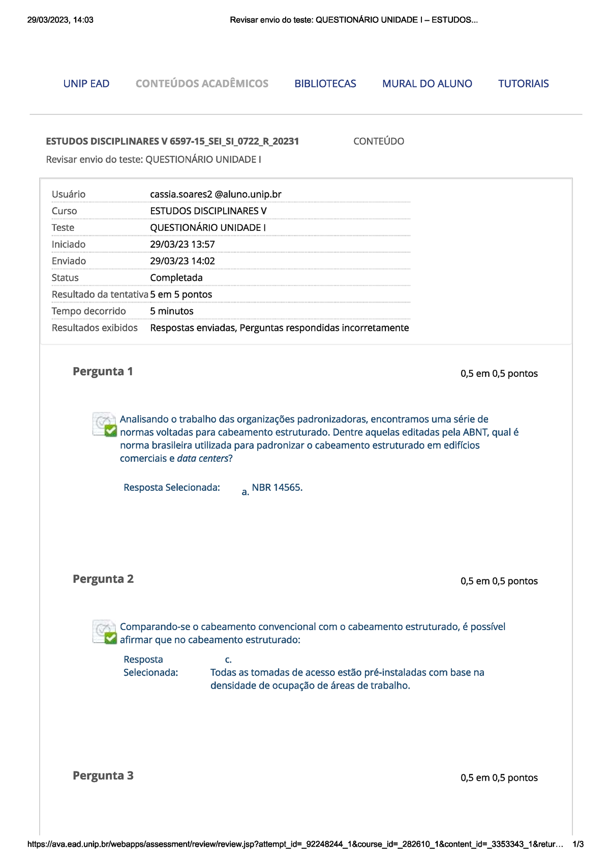 AVALIAÇAO ESTUDOS DISCIPLINARES X I VANDERLEIA - Segurança do Trabalho