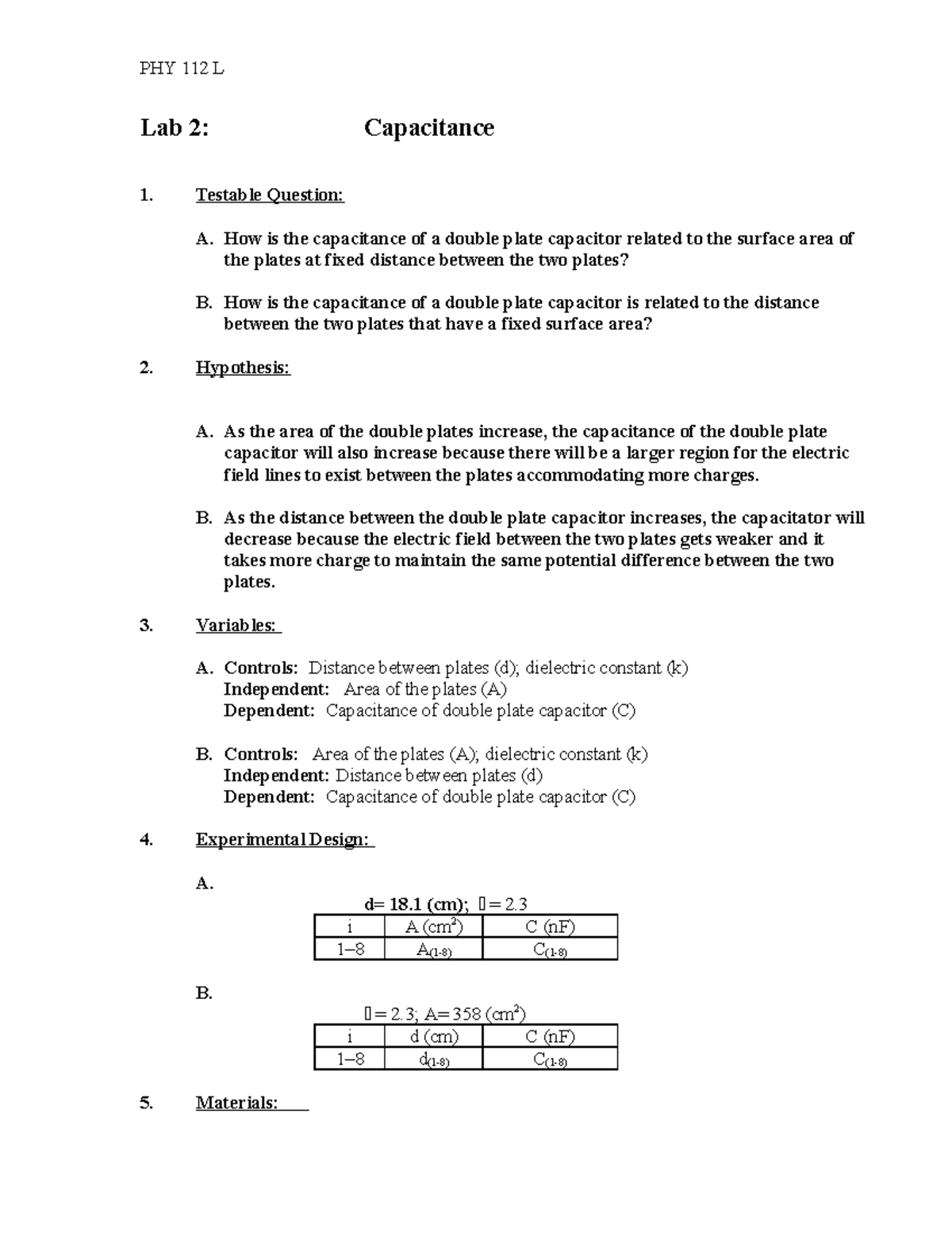 PHY112 Lab2 Capacitance Lab 2 Capacitance Testable Question A How   Thumb 1200 1553 