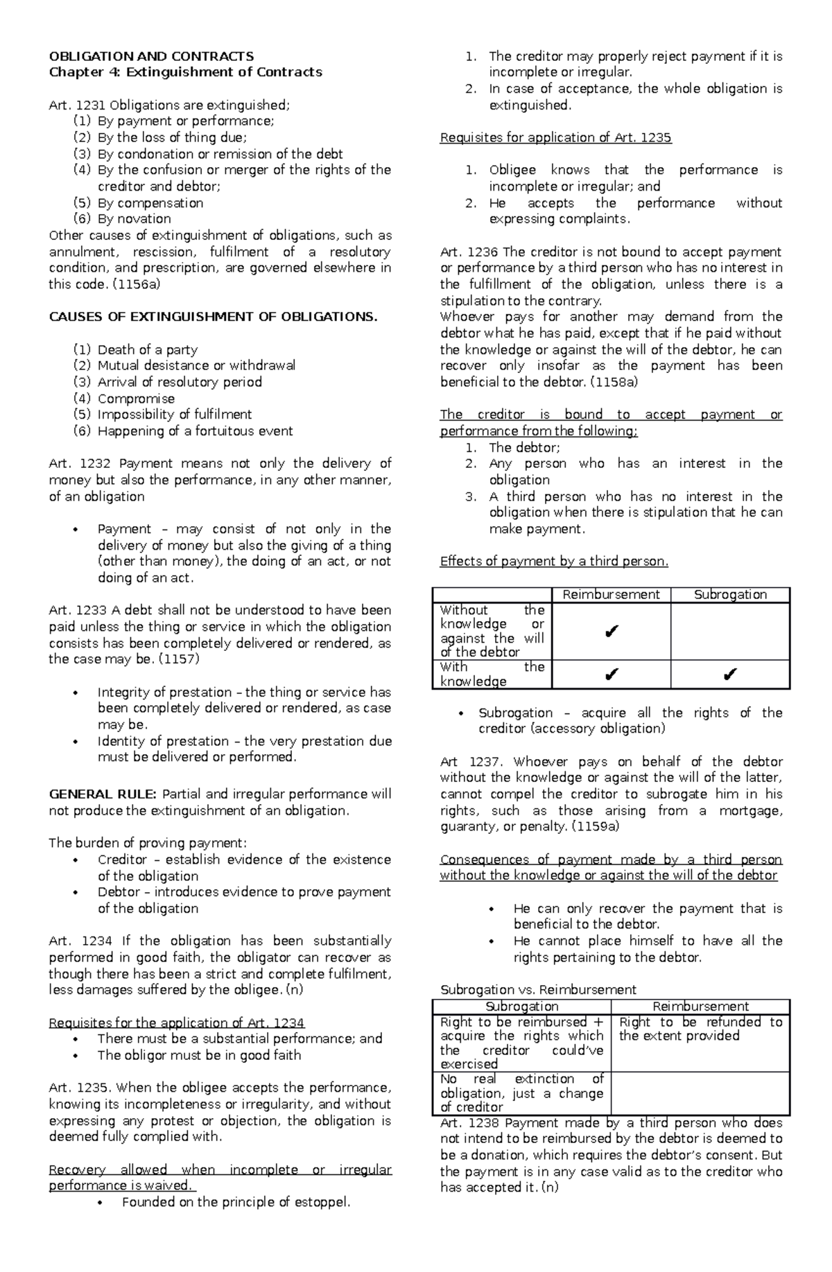 Obligations And Contracts - Chapter 4 Section 1 - OBLIGATION AND ...