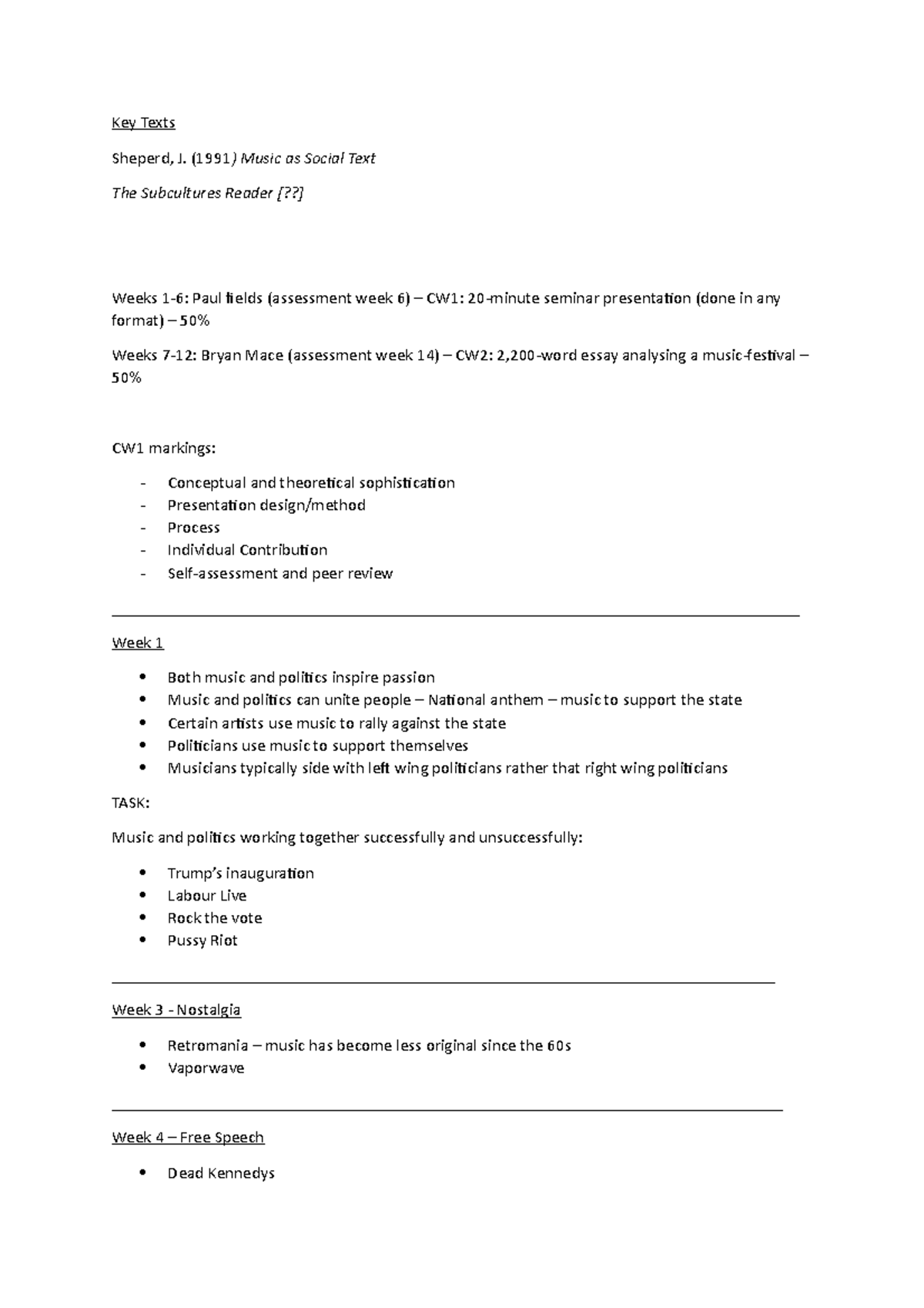 MC649 Notes - Key Texts Sheperd, J. (1991 ) Music as Social Text The ...