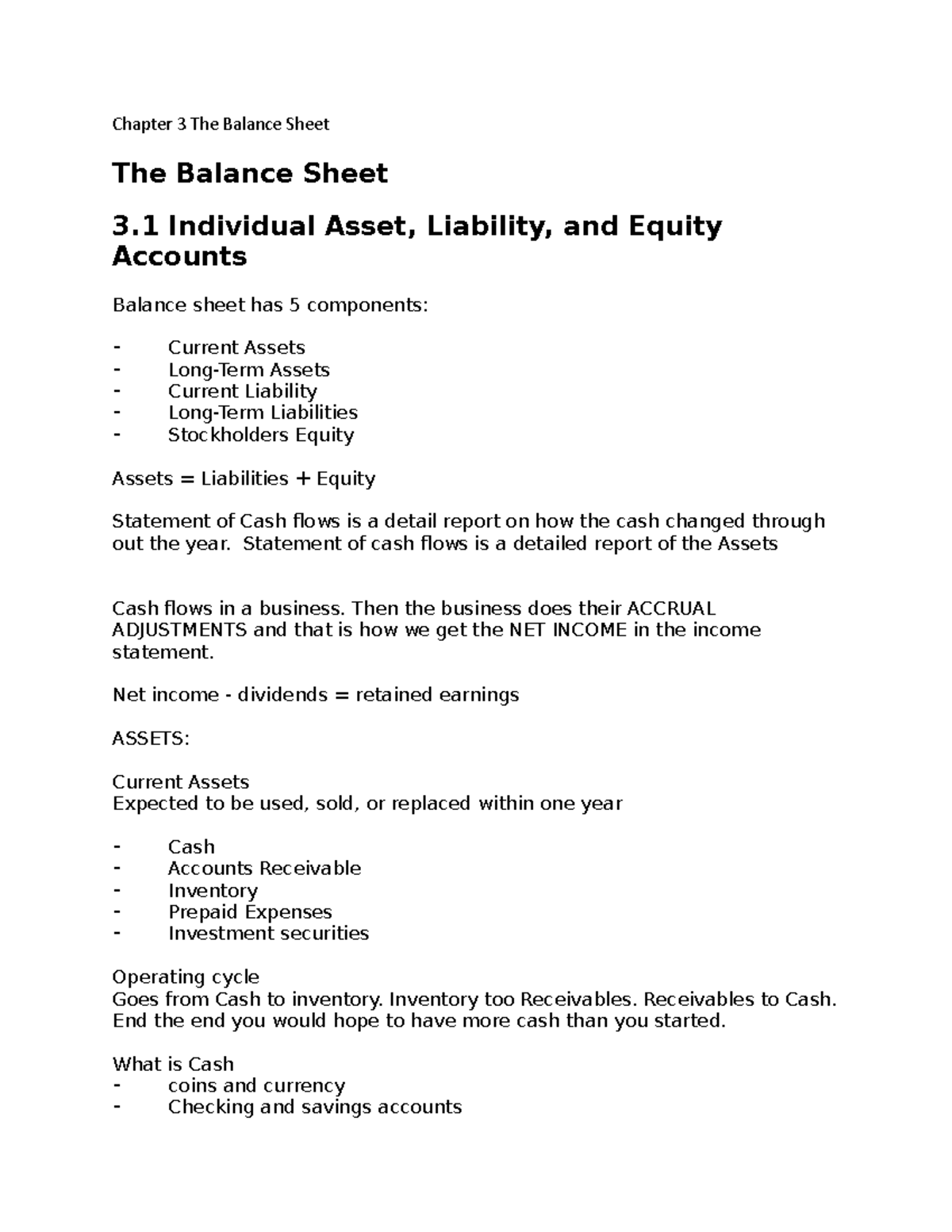 Chapter 3 The Balance Sheet - ACCT 3610 - WGU - Studocu