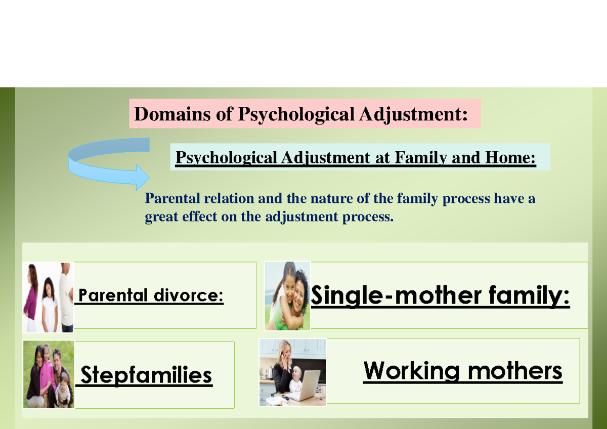 Pschological adjustment Domains of Psychological Adjustment