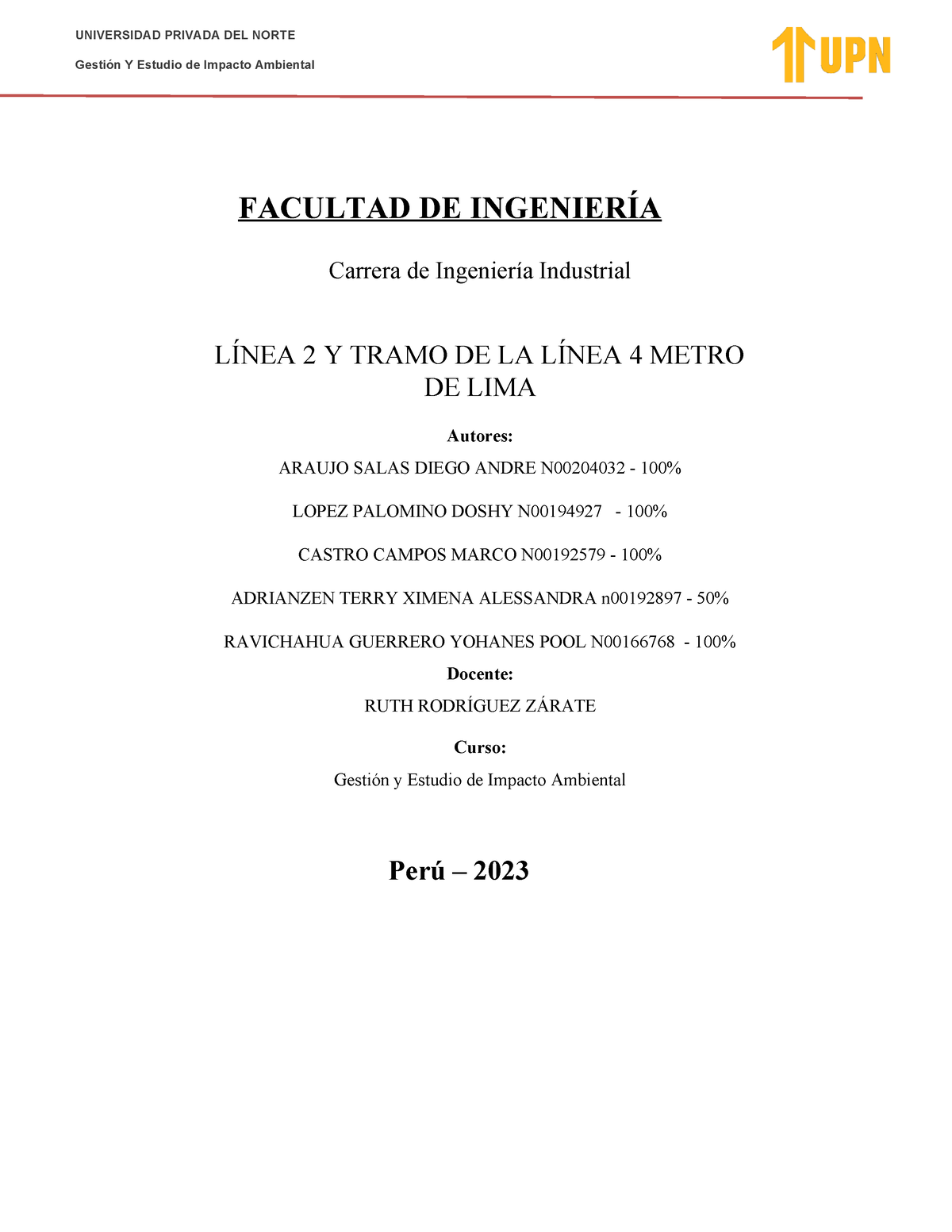 TF Grupo 6 Linea 2 Ambiental - Gestión Y Estudio De Impacto Ambiental ...