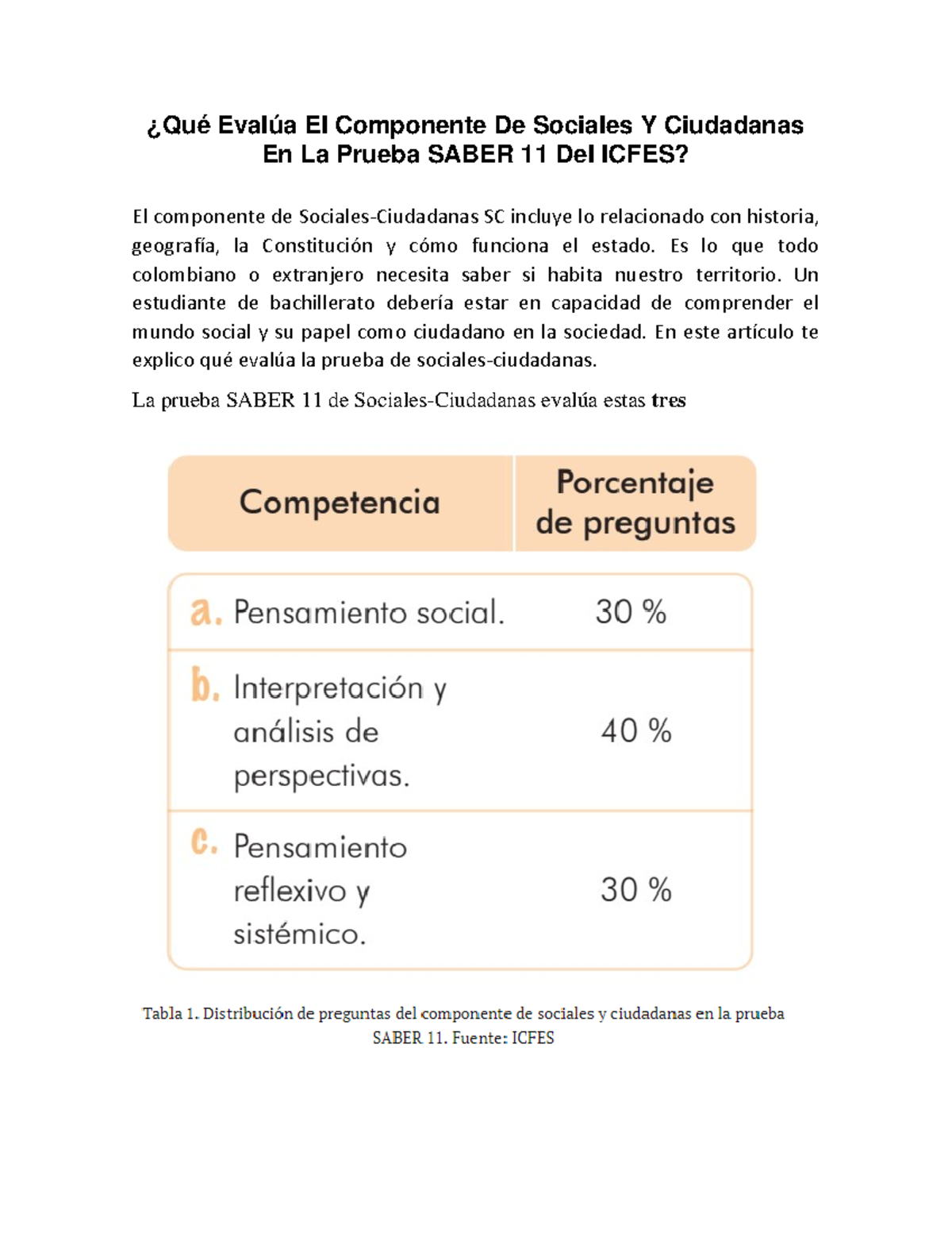 Qué Evalúa El Componente De Sociales Y Ciudadanas En La Prueba Saber 11 ...