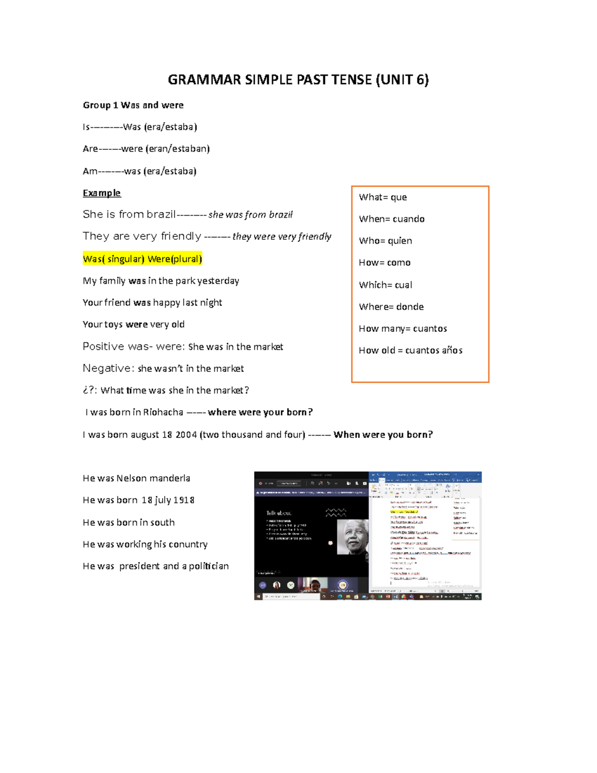 Grammar Simple PAST Tense - GRAMMAR SIMPLE PAST TENSE (UNIT 6) Group 1 ...