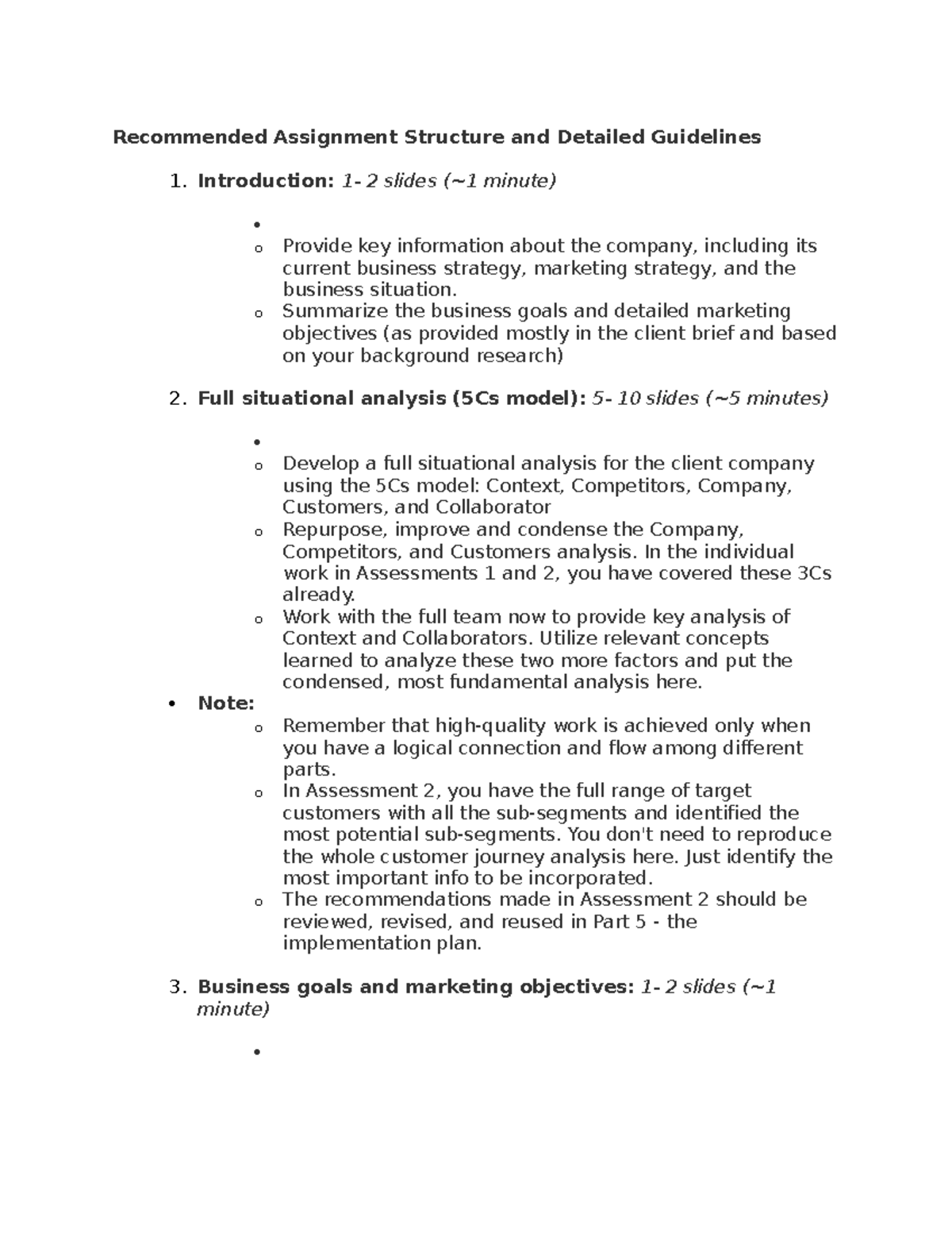 Assignment 3 Structure MKTG1416 - Recommended Assignment Structure and ...