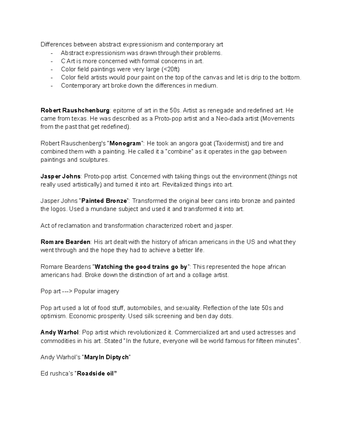 Contemporary art important people to look at Differences between