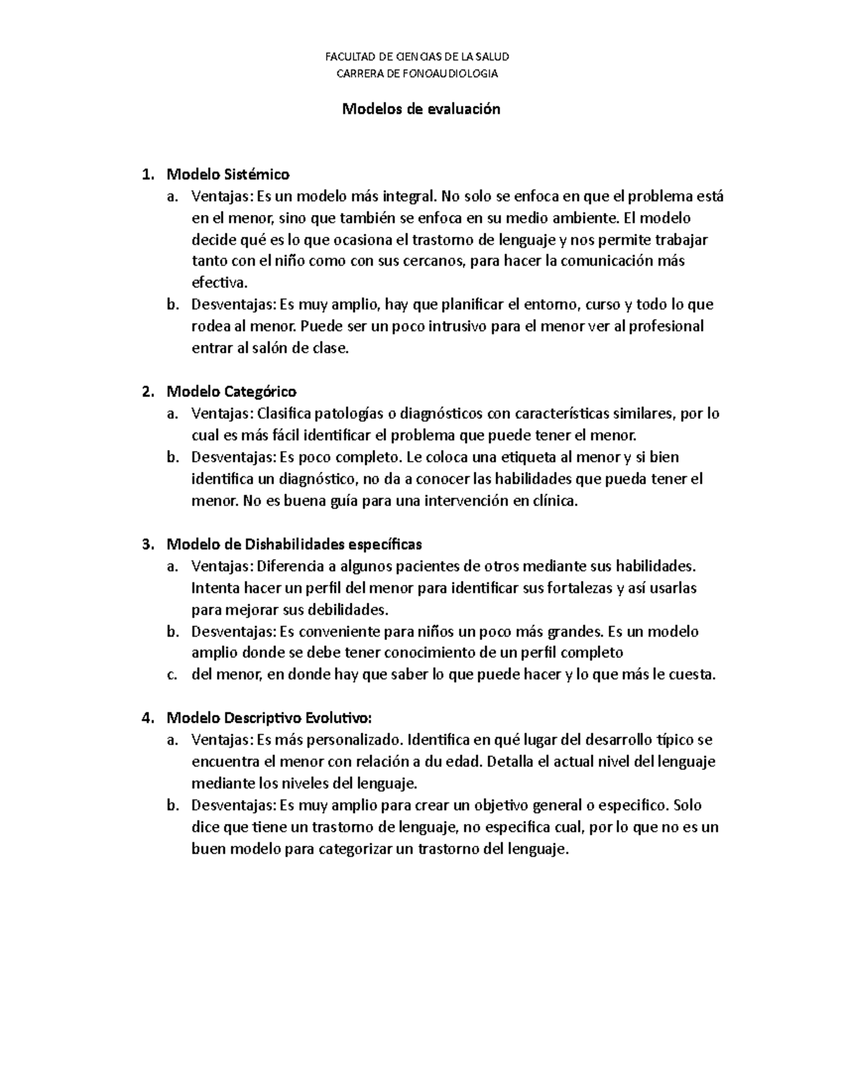 Modelos evaluación - Modelos de evaluación Modelo Sistémico a. Ventajas ...