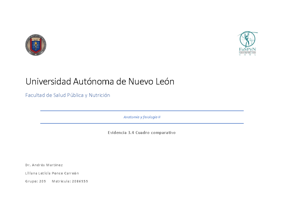 Evidencia 3 - Universidad Autónoma de Nuevo León Facultad de Salud ...