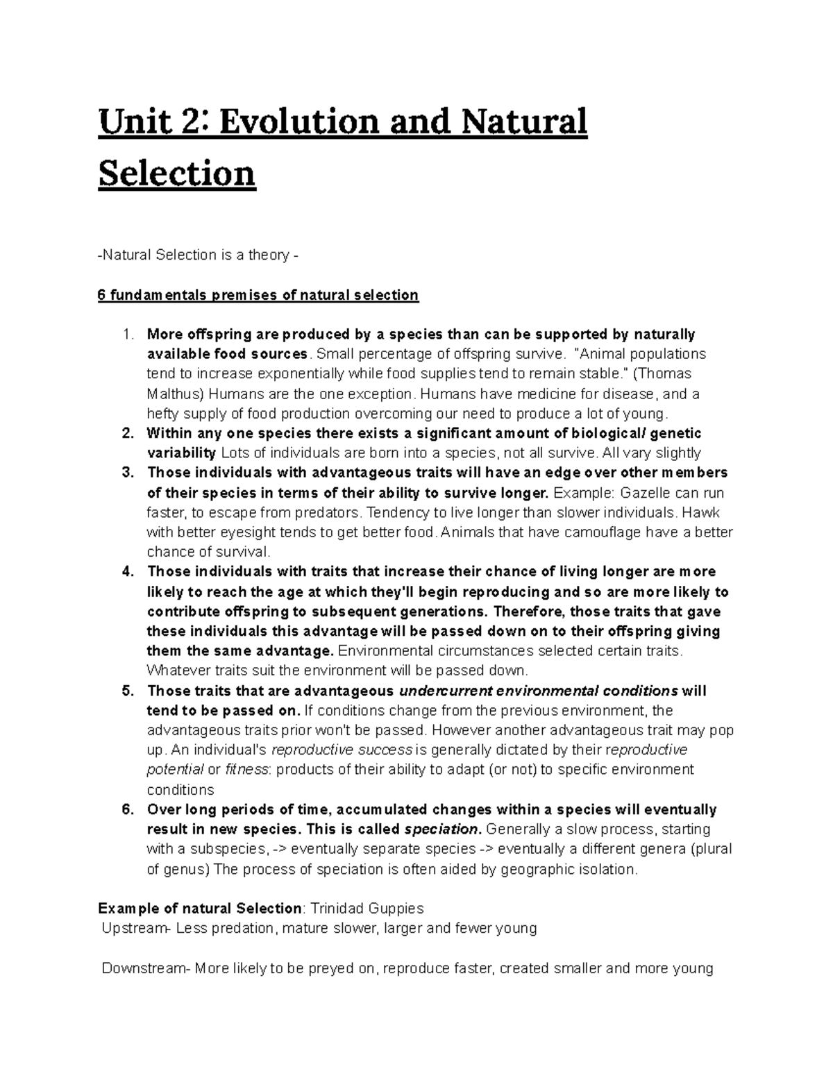 human-orgins-lecture-notes-unit-2-evolution-and-natural-selection