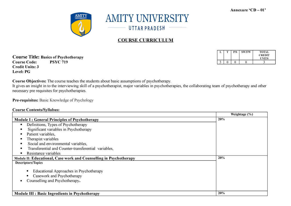 New Syllabus 1855202071104979 - Annexure ‘CD – 01’ COURSE CURRICULUM ...