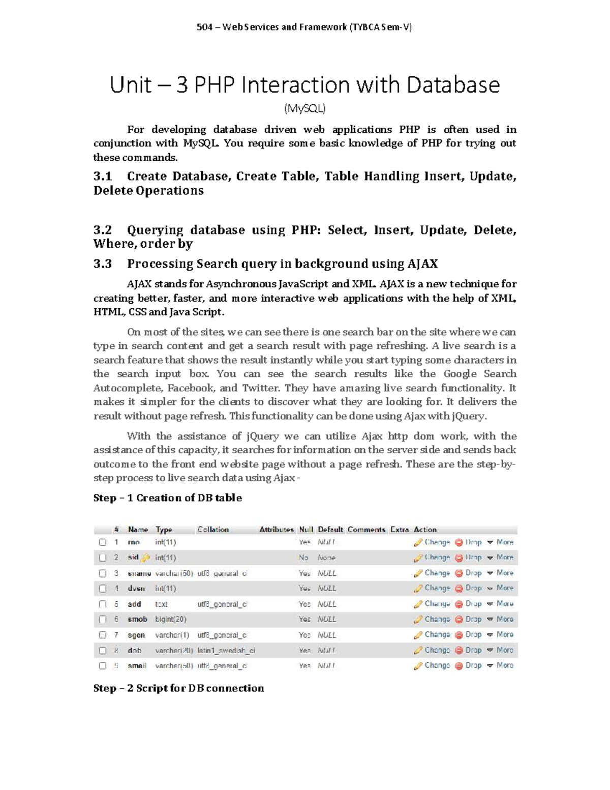 Chapter 3 PHP with Database - Unit – 3 PHP Interaction with Database ...