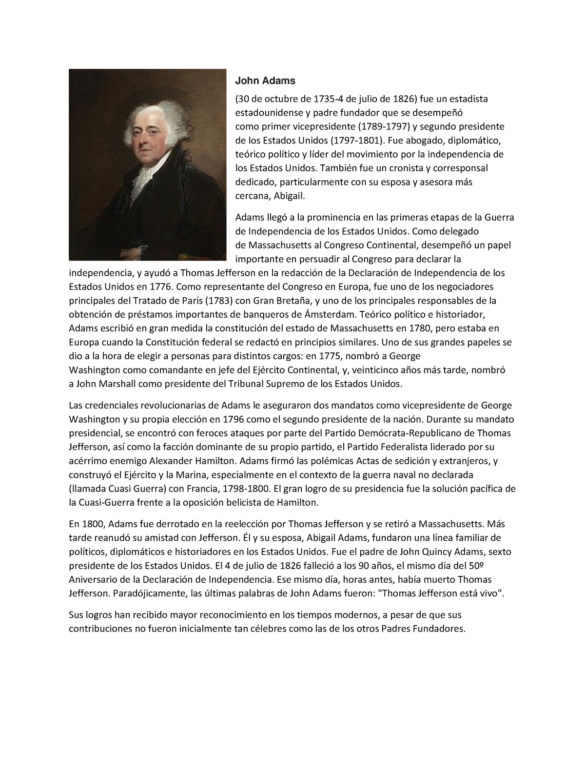 thesis for john adams