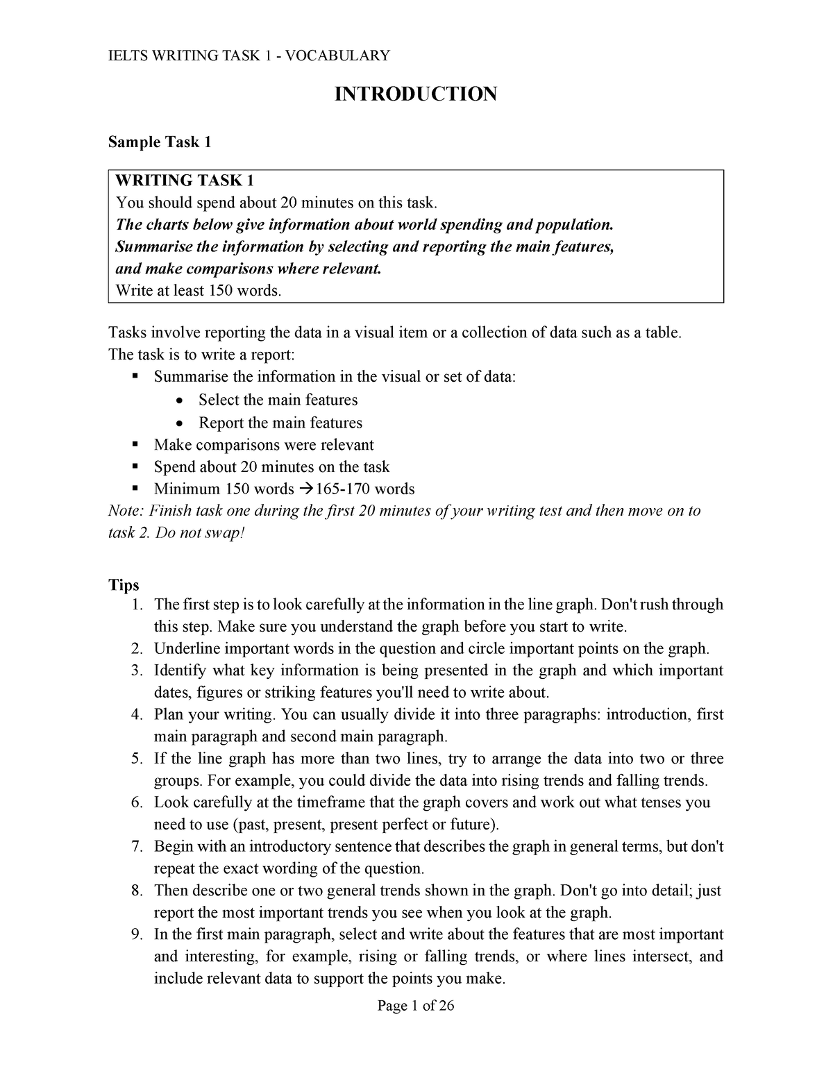 Wrt Task 1 Language - English Writting Skill - Introduction Sample Task 