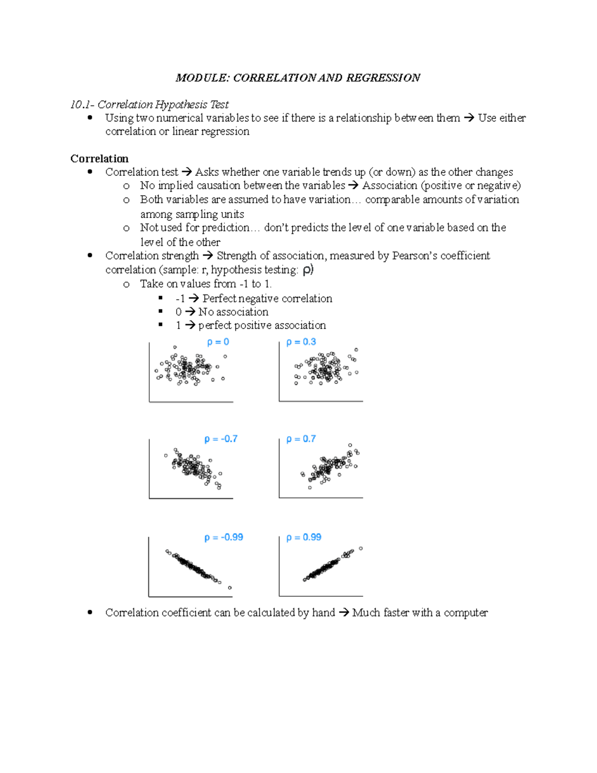 Module 10 - Mod 10 notes - MODULE: CORRELATION AND REGRESSION 10 ...