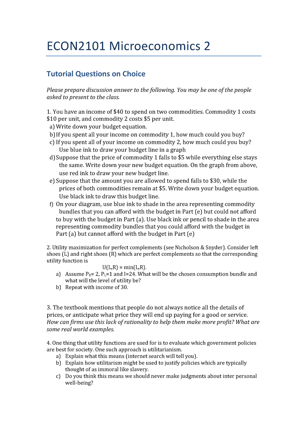 ECON2101 2022 Budgets Utility And Choice V1 - ECON2101 Microeconomics 2 ...