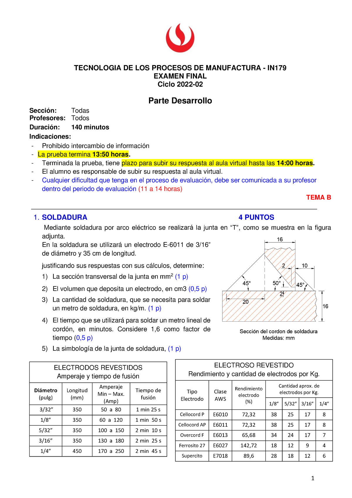 Tema B-Desarrollo-IN324-Ex-Final-2022-2 - TECNOLOGIA DE LOS PROCESOS DE ...