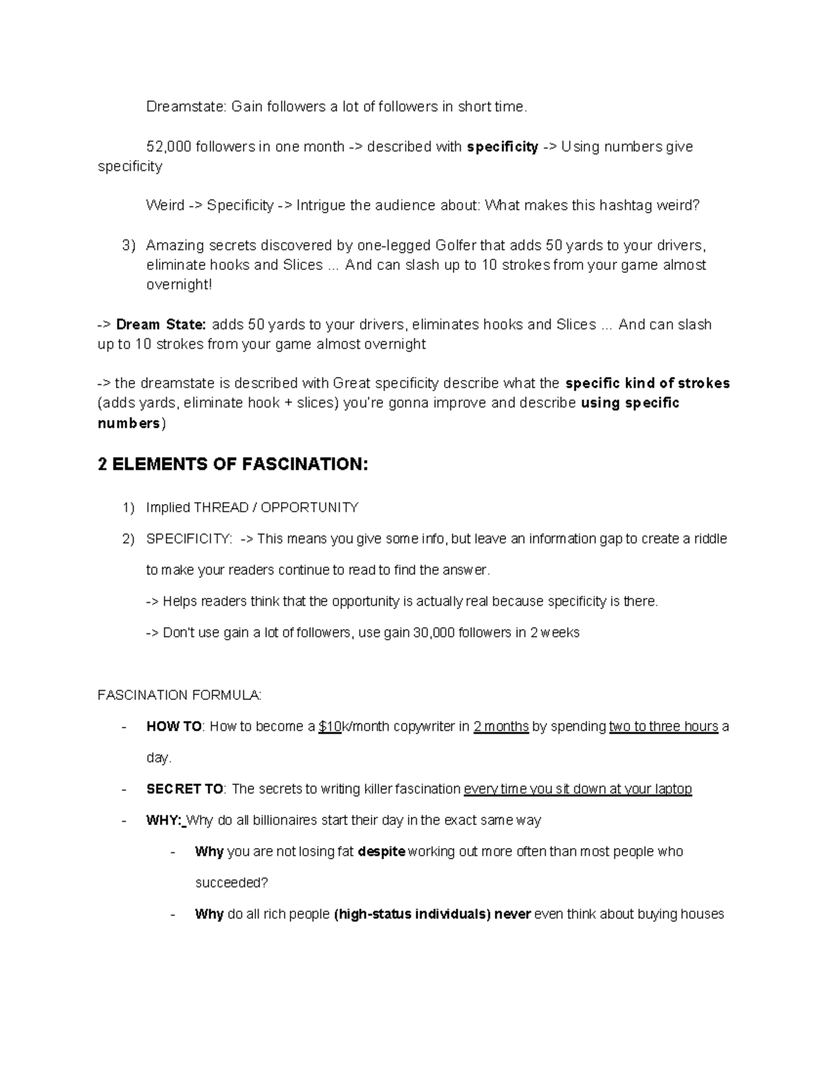 HU copywriting note 9 - Sales copy techniques notes 9 - Dreamstate ...