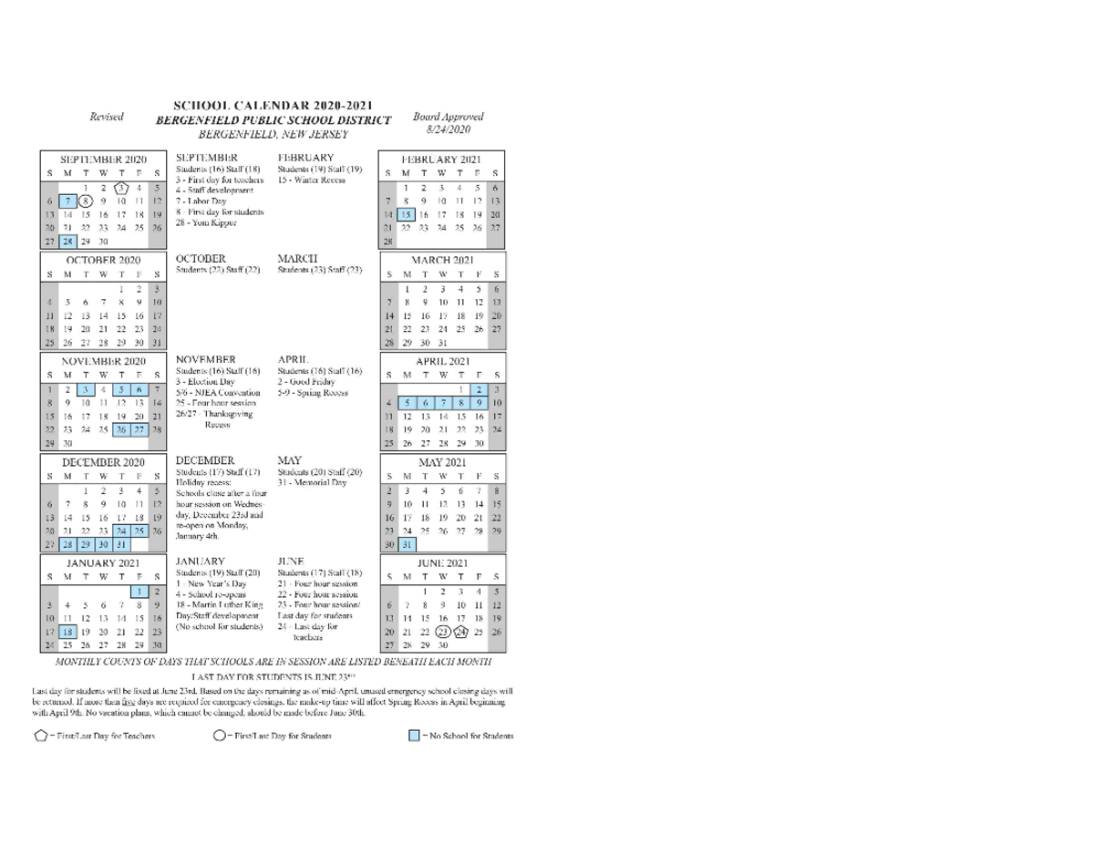 Schoolcalendar 2020-2021 - Studocu