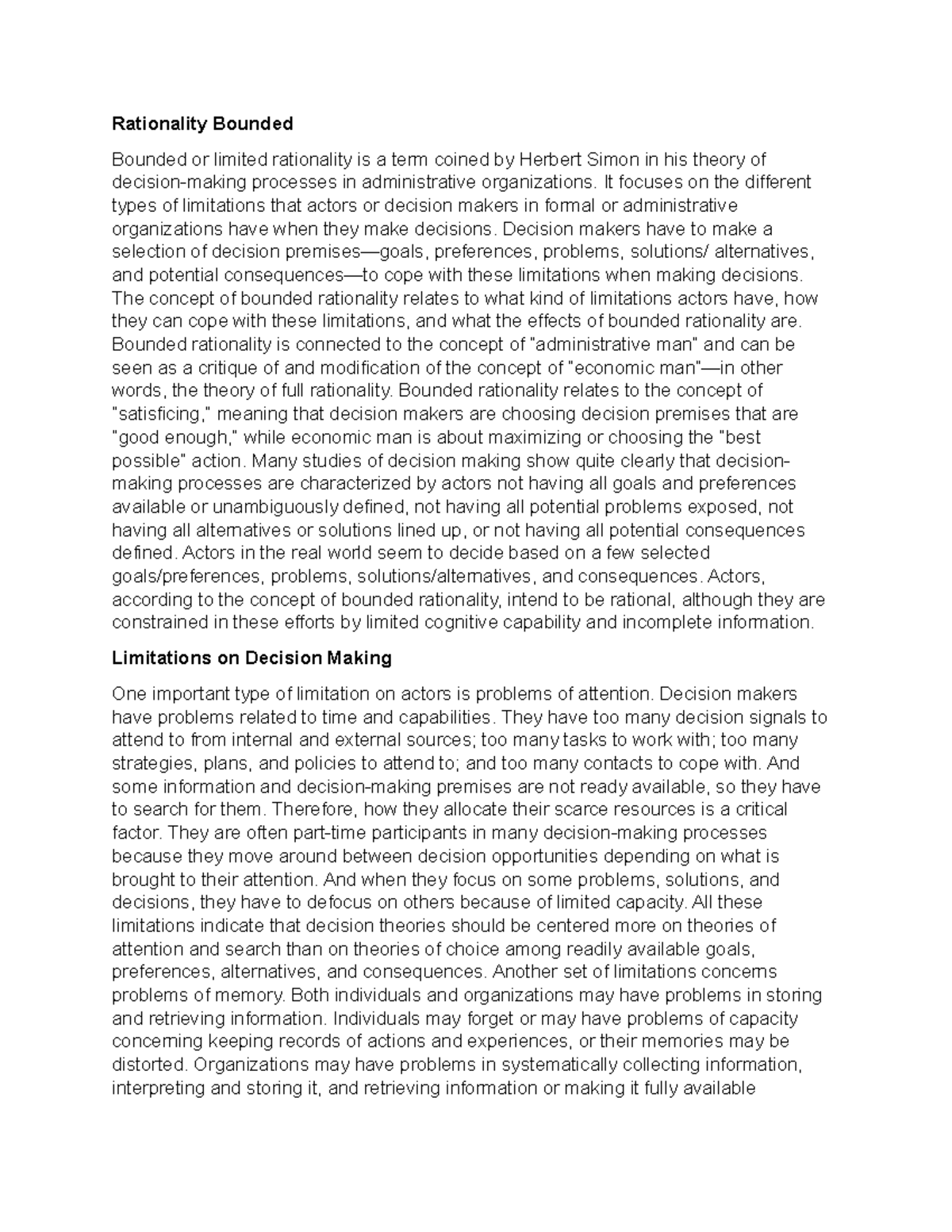 Rationality Bounded - Rationality Bounded Bounded or limited ...