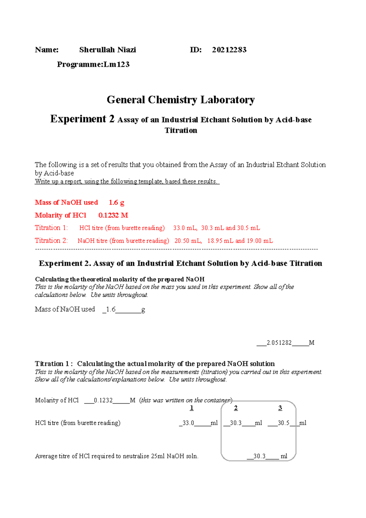 Lab 2 template - good - Name: Sherullah Niazi ID: 20212283 Programme:Lm ...