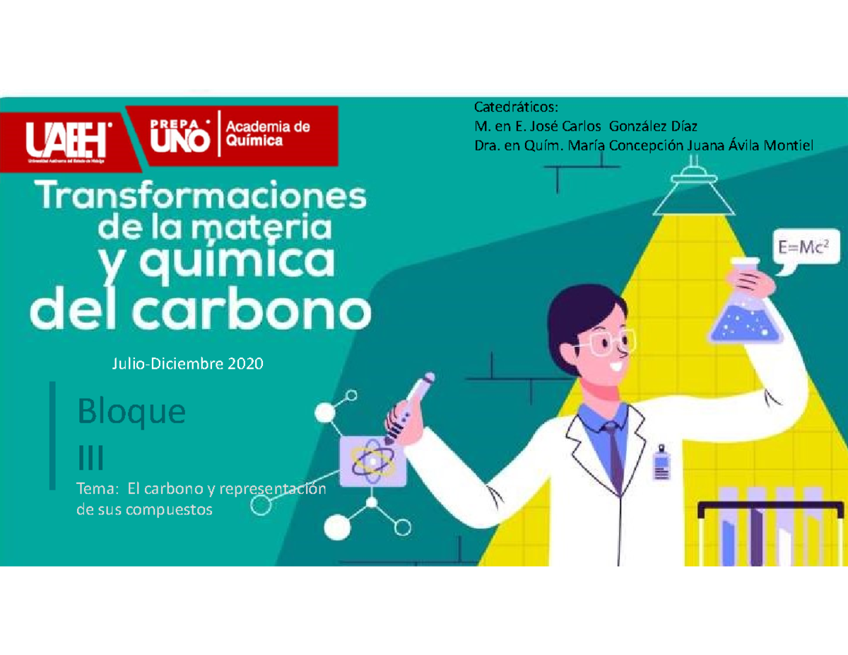 Carbono Y Sus Representaciones Bloque Iii Julio Diciembre 2020 Tema